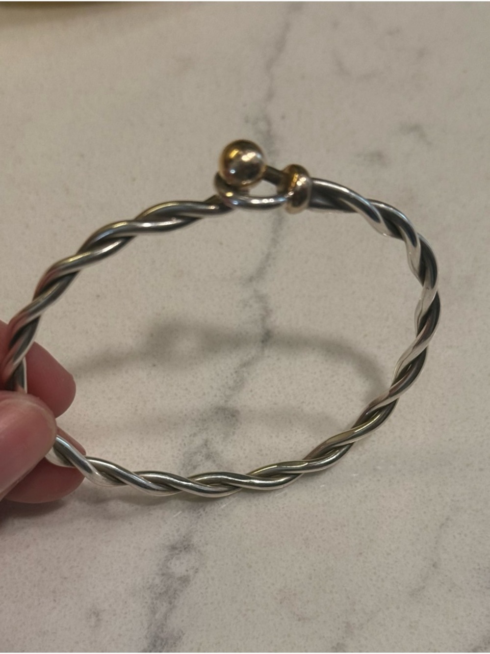 Eden Hand Arts-Dennis,MA

Two-Tone Twisted Cable Bangle Bracelet - Gold & Silver